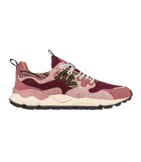 FLOWER MOUNTAIN - YAMANO 3 WOMAN SUEDE WOOLEN KNIT PURPLE PINK BROWN