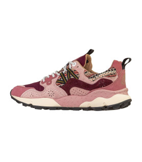 FLOWER MOUNTAIN - YAMANO 3 WOMAN SUEDE WOOLEN KNIT PURPLE PINK BROWN