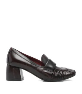 LORENA PAGGI - SCARPA TACCO CM 5,5 PELLE MARRONE ARRICCIATA ART.62650 AFRICA
